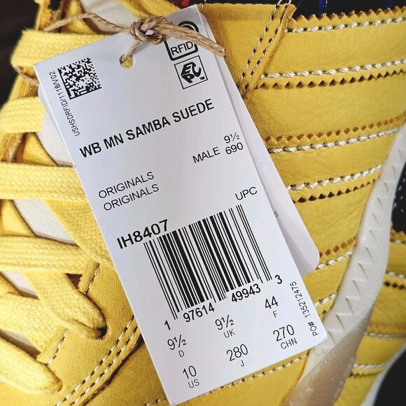 Adidas Wales Bonner Originals MN Samba Gold Navy IH8407 - Men's Size 10 - Picture 16 of 16